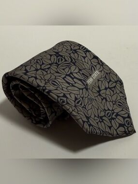 Vintage Penn State Shops On Campus Navy Silver Floral Silk-Blend Tie